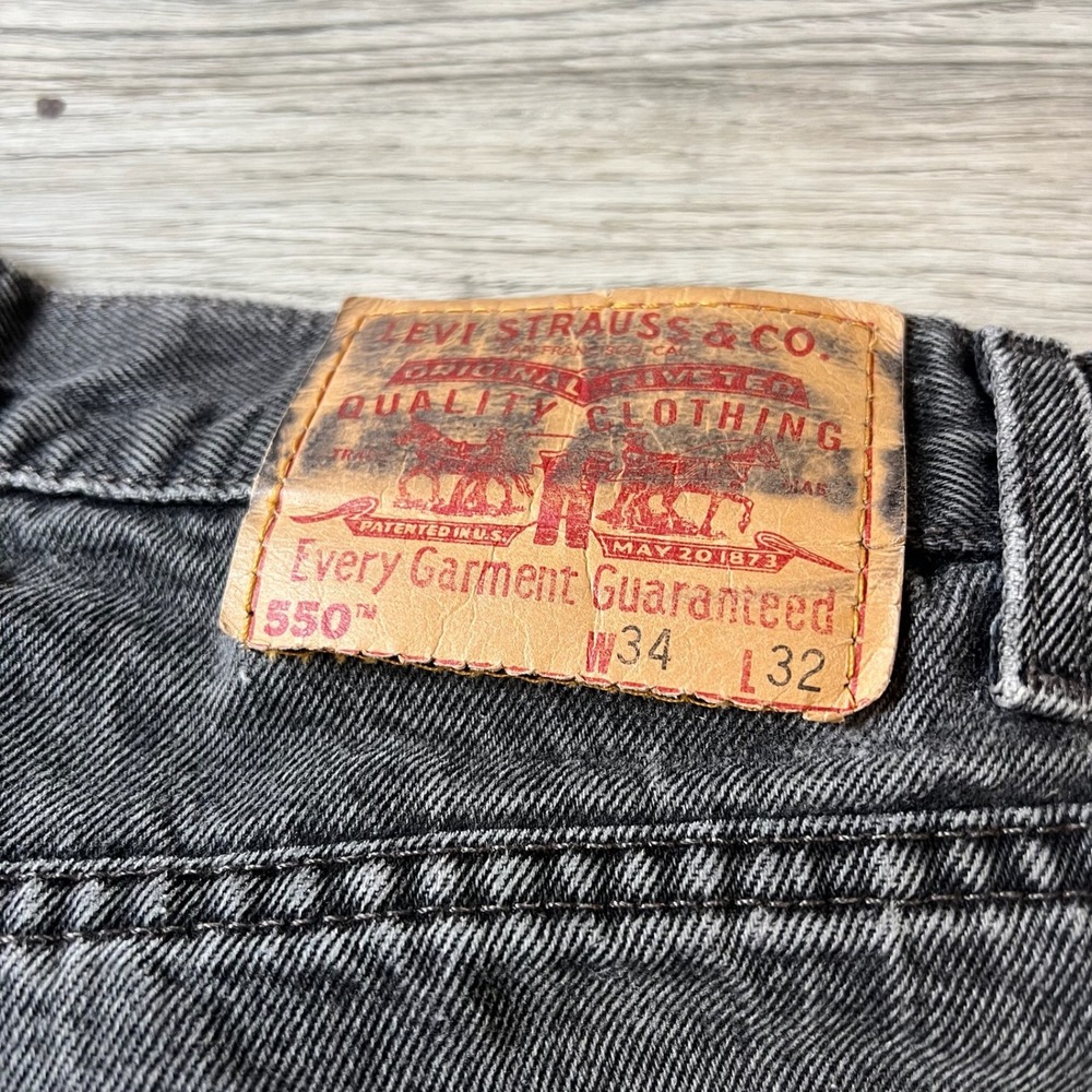 Levi's 550 Jeans Mens 34x32 Faded Black Relaxed Fit Tapered Vintage 90s Denim - Picture 7 of 12